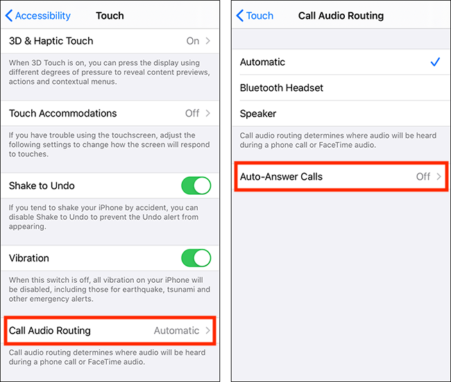 Tap Call Audio Routing then Auto-Answer Calls